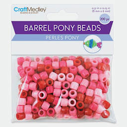 Craft Medley Barrel Pony Beads - Princess, Package of 200 (In packaging)