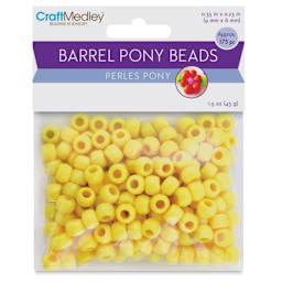 Craft Medley Barrel Pony Beads - Yellow, Package of 175 (In packaging)
