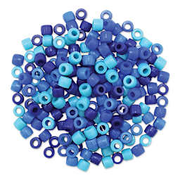 Craft Medley Barrel Pony Beads - The Blues, Package of 200