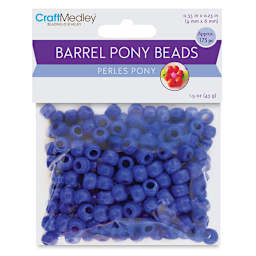 Craft Medley Barrel Pony Beads - Royal Blue, Package of 175 (In packaging)