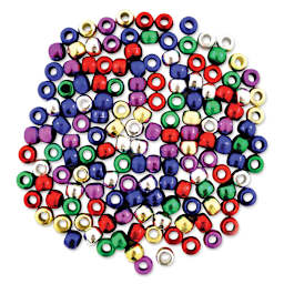 Craft Medley Pony Beads - Metallic Mulitcolor, Package of 150