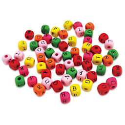 Krafty Kids Wood Alphabet Beads - Multicolor, 10 mm, Package of 60