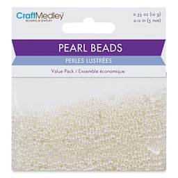 Craft Medley Pearl Acrylic Beads - Ivory, 3 mm, Package of 850 - front of packaging