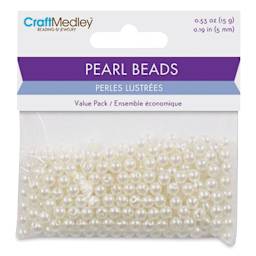 Craft Medley Pearl Acrylic Beads - Ivory, 5 mm, Package of 265 - front of packaging