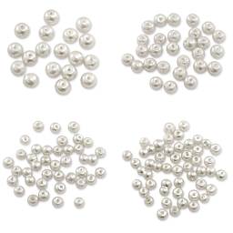 Craft Medley Pearl Glass Beads - White, Assorted Sizes