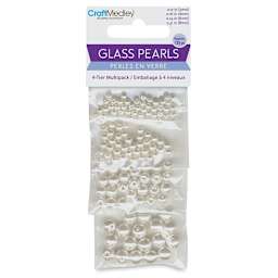 Craft Medley Pearl Glass Beads - White, Package of 135