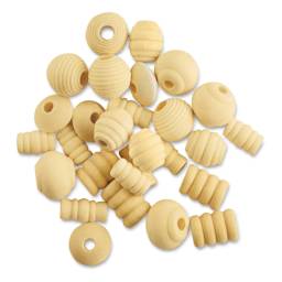 Krafty Kids Wood Beads - Fancy, Unfinished, Package of 28
