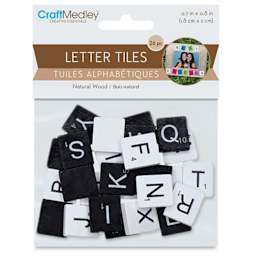 Craft Medley Letter Tiles - Black and White, Package of 26 (In packaging)