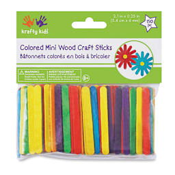 Krafty Kids Colored Craft Sticks - Mini, 1/4" W x 2-1/8" L, Assorted Colors, Package of 150 (In packaging)