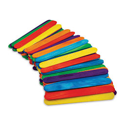 Krafty Kids Colored Craft Sticks - Jumbo, 3/4" W x 6" L, Assorted Colors, Package of 50