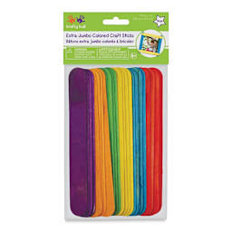 Krafty Kids Colored Craft Sticks - Extra Jumbo, 1" W x 7-7/8" L, Assorted Colors, Package of 24 (In packaging)