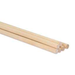 Krafty Kids Dowel Rods - 3/8" W x 12 L, Pkg of 6, close-up of the dowels laid out