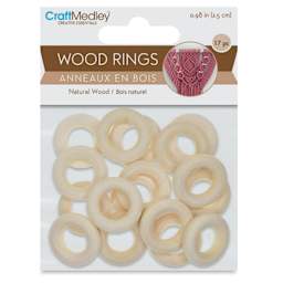 Craft Medley Wood Rings - 0.98", Pkg of 17, front of the packaging