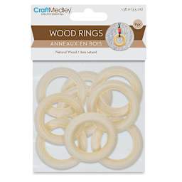 Craft Medley Wood Rings - 1.38", Pkg of 9, front of the packaging