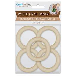 Craft Medley Wood Rings - 2.2", Pkg of 5, front of the packaging