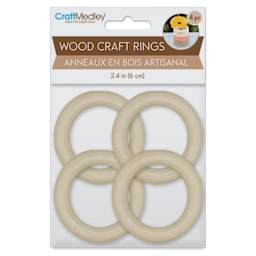 Craft Medley Wood Rings - 2.4", Pkg of 4, front of the packaging