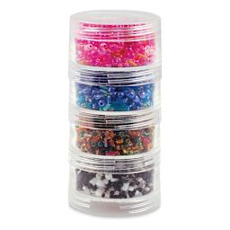Craft Medley Screw Stack Canisters - 4 Compartments, 4" H x 2" W (Shown with beads)
