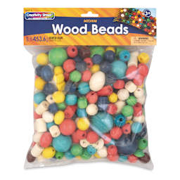 Creativity Street Wood Beads - Assorted Colors, 1 lb, Bag (In packaging)