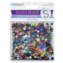 Craft Medley Glass Beads - Assorted Colors, 5.29 oz front of packaging