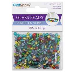 Craft Medley Glass Beads - Glam Mix, 1.05 oz front of packaging