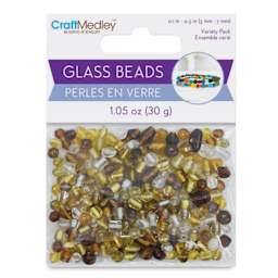 Craft Medley Glass Beads - Metallique Mix, 1.05 oz front of packaging 