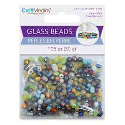 Craft Medley Glass Beads - Jewel Mix, 1.05 oz front of packaging