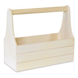 Craft Medley Unfinished Wood Toolbox - 7-1/2" L x 3-2/5" W x 6-1/2" H - side view, angled