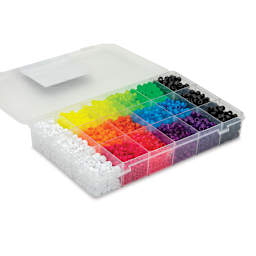 The Beadery Bead Extravaganza Box - Neon Brights, Package of 2300 (Angled view, lid open)