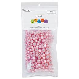 Essentials by Leisure Arts Plastic Pearls - Pink, Package of 200, Assorted Sizes