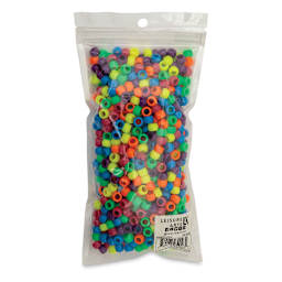 Essentials by Leisure Arts Pony Beads - Neon, Opaque, 6mm x 9mm, Package of 750 (Back of packaging)