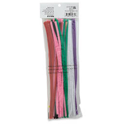Essentials by Leisure Arts Chenille Stems - Assorted Colors, 12", Package of 100 (Back of packaging)