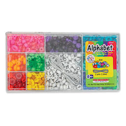 The Beadery Alphabet Bead Box (Front of packaging, lid closed)