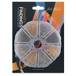 John Bead Jewelry Finding Set - Eye Pins, Assorted Colors, Package of 1000 - front of packaging