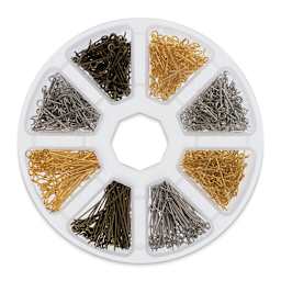 John Bead Jewelry Finding Set - Eye Pins, Assorted Colors, Package of 1000