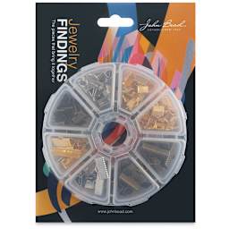 John Bead Jewelry Finding Set - Clamp Ends, Assorted Colors, Package of 138 - front of packaging