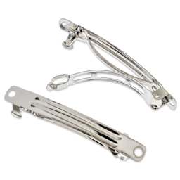 John Bead Must Have Findings Hair Barrettes - Pkg of 2, Silver, 2-3/8"