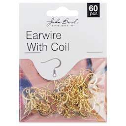 John Bead Must Have Findings Earwires - w/ Coil, Pkg of 60, Gold, 18 mm - front of packaging