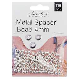 John Bead Must Have Findings Metal Spacer Beads - Pkg of 115, Silver, 4 mm Dia.