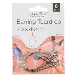 John Bead Must Have Findings Earring Hoops - Teardrop, Pkg of 8, Silver, 23 x 49 mm front of packaging