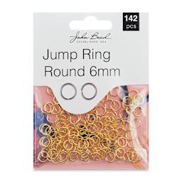 John Bead Must Have Findings Round Jump Rings - Package of 142, Gold, 6 mm (In packaging)