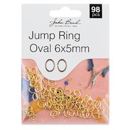John Bead Must Have Findings Oval Jump Rings - Package of 98, Gold, 6 mm x 5 mm (In packaging)