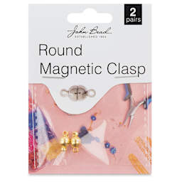 John Bead Must Have Findings Round Magnetic Clasps - Pkg of 2, Gold, 6 mm x 6.5 mm (In packaging)