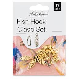 John Bead Must Have Findings Fish Hook Clasps - Pkg of 9, Gold, 6 mm x 20 mm (In packaging)