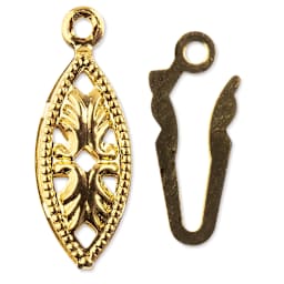 John Bead Must Have Findings Fish Hook Clasps - Pkg of 9, Gold, 6 mm x 20 mm (Close-up of fish hook clasp set)