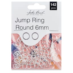 John Bead Must Have Findings Round Jump Rings - Package of 142, Silver, 6 mm (In packaging)