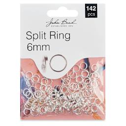John Bead Must Have Findings Split Rings - Package of 142, Silver, 6 mm (In packaging)