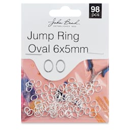 John Bead Must Have Findings Oval Jump Rings - Package of 98, Silver, 6 mm x 5 mm (In packaging)