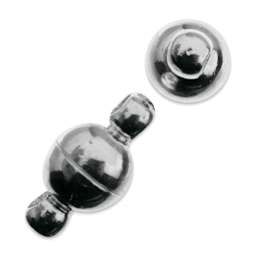 John Bead Must Have Findings Round Magnetic Clasps - Pkg of 2, Silver, 6 mm x 6.5 mm (Close-up of round magnetic clasps)