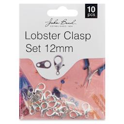 John Bead Must Have Findings Lobster Clasps - Pkg of 10, Silver, 12 mm (In packaging)