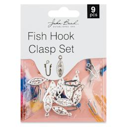 John Bead Must Have Findings Fish Hook Clasps - Pkg of 9, Silver, 6 mm x 20 mm (In packaging)